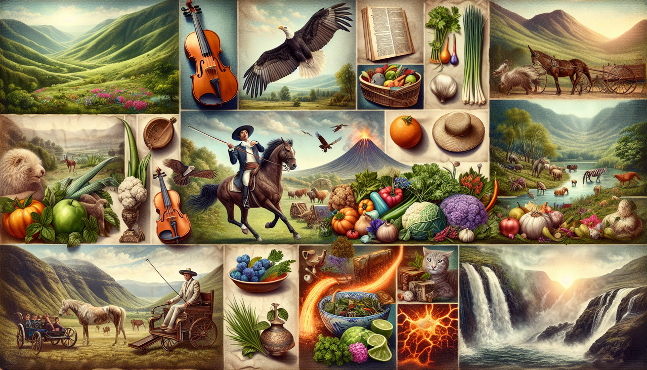Mot espagnol en V : Vallée verdoyante, vautour volant, violon vintage, vase vif, vaquero, volcan en éruption.