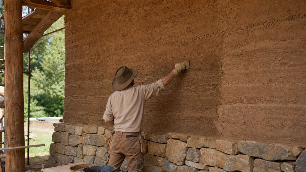 Mur en pierre apparente d'une maison ancienne en Vendée